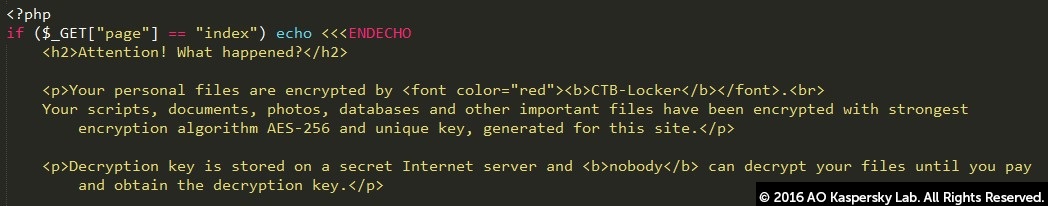 Ransomware encrypting web servers